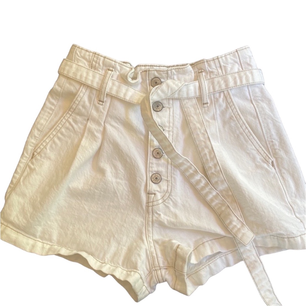 Abercrombie & Fitch White High-Waist Button Jean Shorts